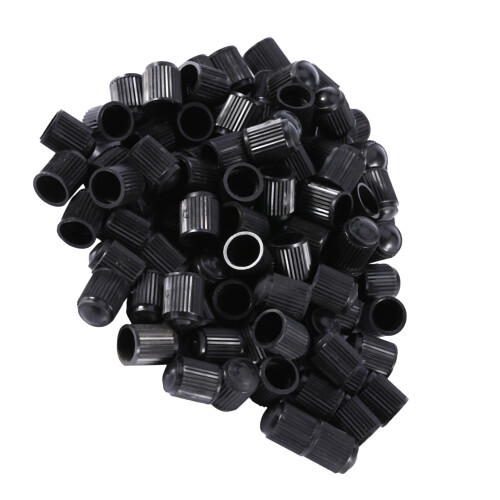 100Pcs Black Plastic Bike Tyre Valve Caps 2
