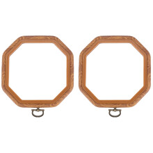 2 Packs Embroidery Hoops Stitch Embroidery Octagon Set for Handy Art Sewing Photo Frame - Imitated Wood