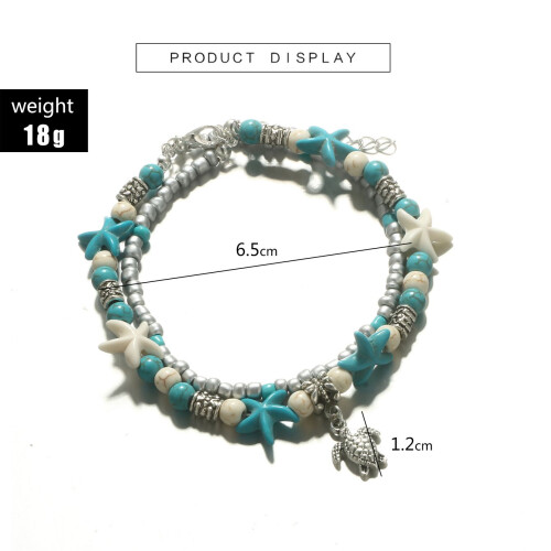 Turquoise Beaded Beach Anklet Turtle Anklet Starfish Anklet Nautical Anklet Beaded Anklet 2