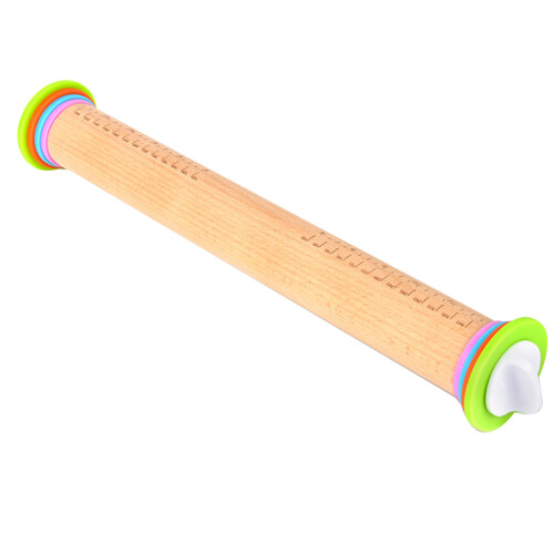 Adjustable Wood Rolling Pin with Removable Rings,Dough Roller,for Baking,Pizza and Cookies,Home Kitchen Baking Tool