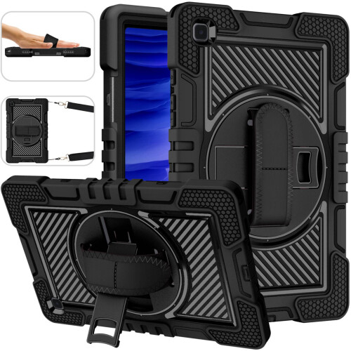 Para  Tab A7 T500 / T505 Capa Protetora de 10,4 Polegadas com Capa Protetora Do Suporte GiratóRio 360  (Preta) 2