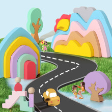 Early Wooden Learning Blocks With Rainbow Colors Kids Skills Cognitive Creative