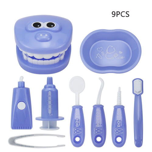 (Purple) Toys Oral Dentis Set 9pcs Interactive Games Safe Abs Learning Material Tools
