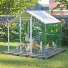Hühnerauslauf 2x2x2m mit Sicherheitsschloss und wasserdichter Abdeckung, Metall, für Kleintiere