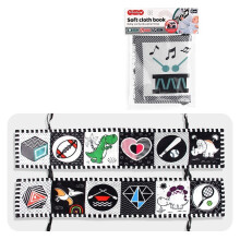 (Style A) Cloth Baby Book Cognitive Shape Animal Hanging Toy Doublesided Colorful Black