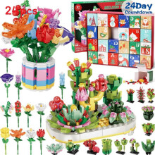 (Succulent)Bouquet de fleurs Noël compte à rebours calendrier de l'avent blocs de construction boîte aveugle