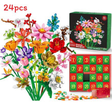 (Daisy)Bouquet de fleurs Noël compte à rebours calendrier de l'avent blocs de construction boîte aveugle