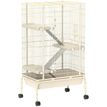 Kleintierkäfig mit 4 Ebenen, inklusive Futternapf und Wasserflasche, Beige, 150,5 cm