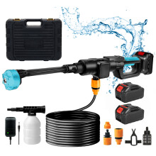 21V Cordless Handheld Pressure Washer Cleaner with 2 Batteries, Blue+Black