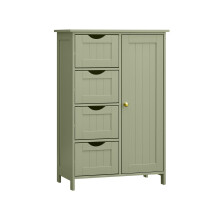 Bathroom Storage Unit - Wood - White - 4 Drawers and 1 Wardrobe Compartment