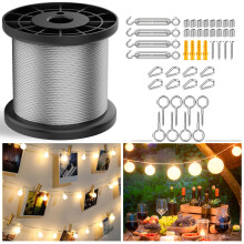 Heavy Duty Garden Wire for Climbing Plants Stainless Steel Wire Rope Kit with M5 Turnbuckle,for String Lights, Trellis, Clothes Line & Tent Rope