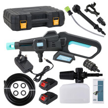 21V Cordless Handheld Pressure Washer Cleaner with 2 Batteries, Blue+Black