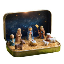 Small Nativity Scene - Pocket Christmas Nativity Scene Set Small 3D Holy Figurines Religious Ornament Christmas