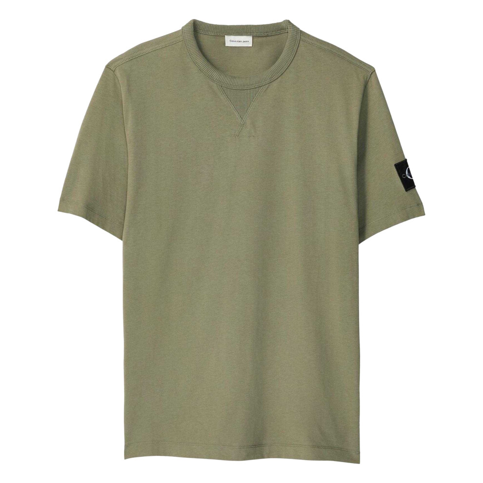 Calvin Klein (Xl, Deep Lichen ) Mens Badge Crew Neck Regular T-Shirt Green