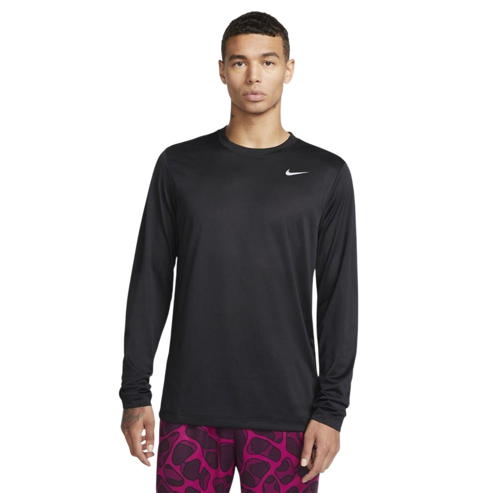 Nike (L, /Silver) Mens Legend Regular Long-Sleeved T-Shirt Black