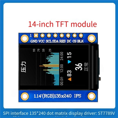 1,14-Inch IPS TFT-Displaymodule LCD-Scherm, Resolutie 135x240, ST7789-Driver SPI-Interface, High-Definition OLED. 2
