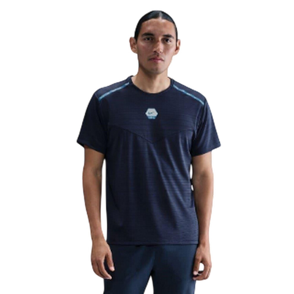 Nike (S, Midnight Navy) Mens City Side Running T-Shirt Blue,Multicoloured