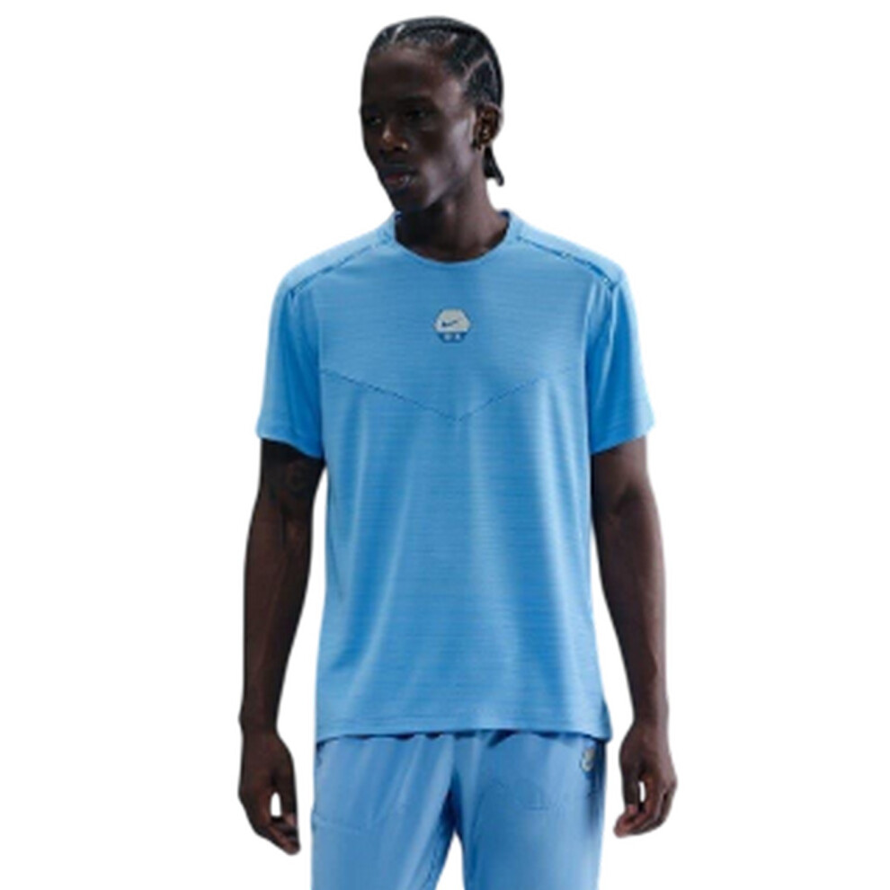 Nike (S, University ) Mens City Side Running T-Shirt Blue