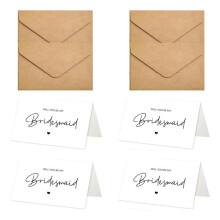 Lot 4 Cartes Élégantes pour Faire une Demande en Mariage Aux Demoiselles D'Honneur, avec Enveloppes, Parfaites pour Enterrements Vie Jeune Fille et