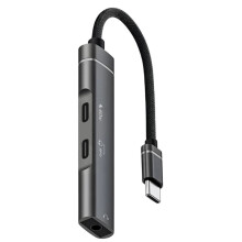 Adaptateur Audio DAC 3,5 mm Type-C HUB/Séparateur pour la Conversion Audio Numérique-Analogique des Téléphones Portables et Tablettes B