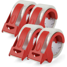 Lot de 4 Rouleaux de Ruban Adhésif D'Emballage avec Distributeur, Ruban Transparent de 5 cm X 50 M, Idéal pour les Cartons de Déménagement,