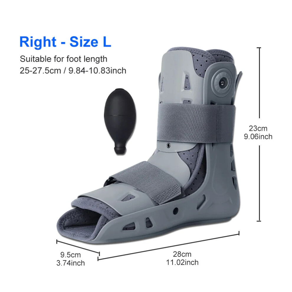 Stoyotu (Right Foot L Size) Air Walking Anti-Slip Boot For Broken Foot Recovery Walking Boot For Sprained Ankle Adjustable Air Cushion, Lightweight Design