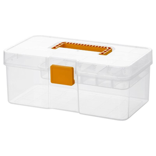 Plastic Transparent Portable Handle Storage Box with Adjustable Divider Multifunctional Household Utility Box Suitable