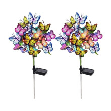 2 Pièces Lumières de Cour Solaires pour Décoration Étanche en Extérieur, Décoration Papillon Fleur, Convient pour les Cours