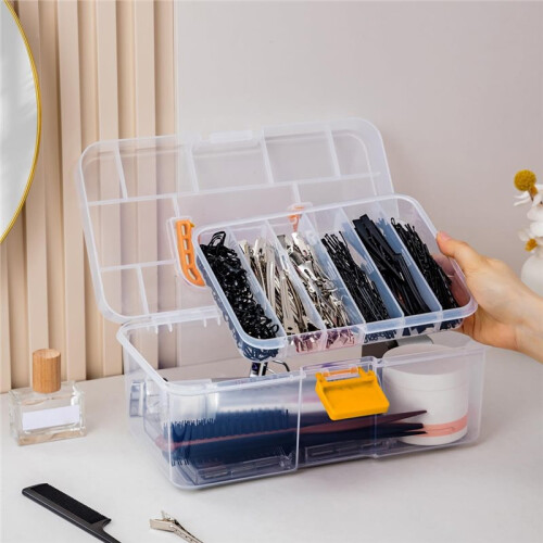 Plastic Transparent Portable Handle Storage Box with Adjustable Divider Multifunctional Household Utility Box Suitable 1