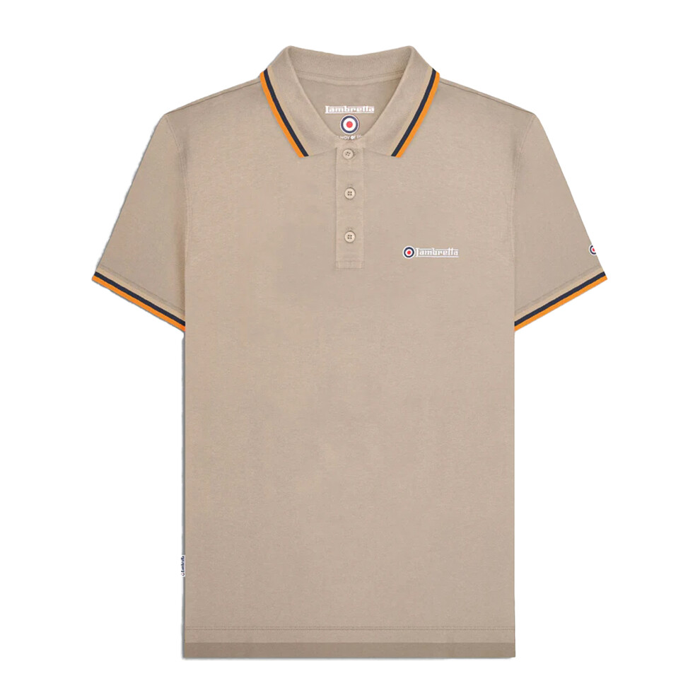 Lambretta (Xxl, Cashew/Stone/Navy/Orange) Mens Triple Tipped Polo Shirt Orange
