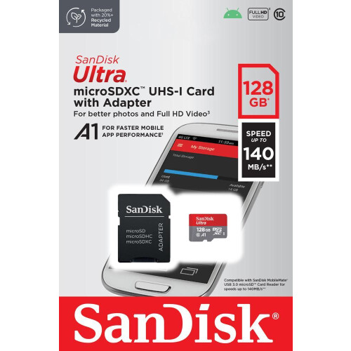 SanDisk SanDisk Ultra MicroSD 128GB 140MB/s with Adapter 2