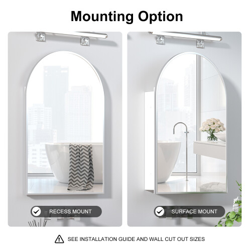 50x76 Arched Bathroom Mirror Cabinet 2