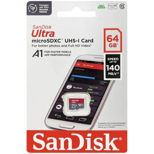 SanDisk SanDisk Ultra MicroSD 64GB 140MB/s with Adapter 1