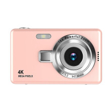 (No TF Card, Pink) Beginner Friendly 4k Digital Camera 16X Zoom Small Photography Camera Birthday Present