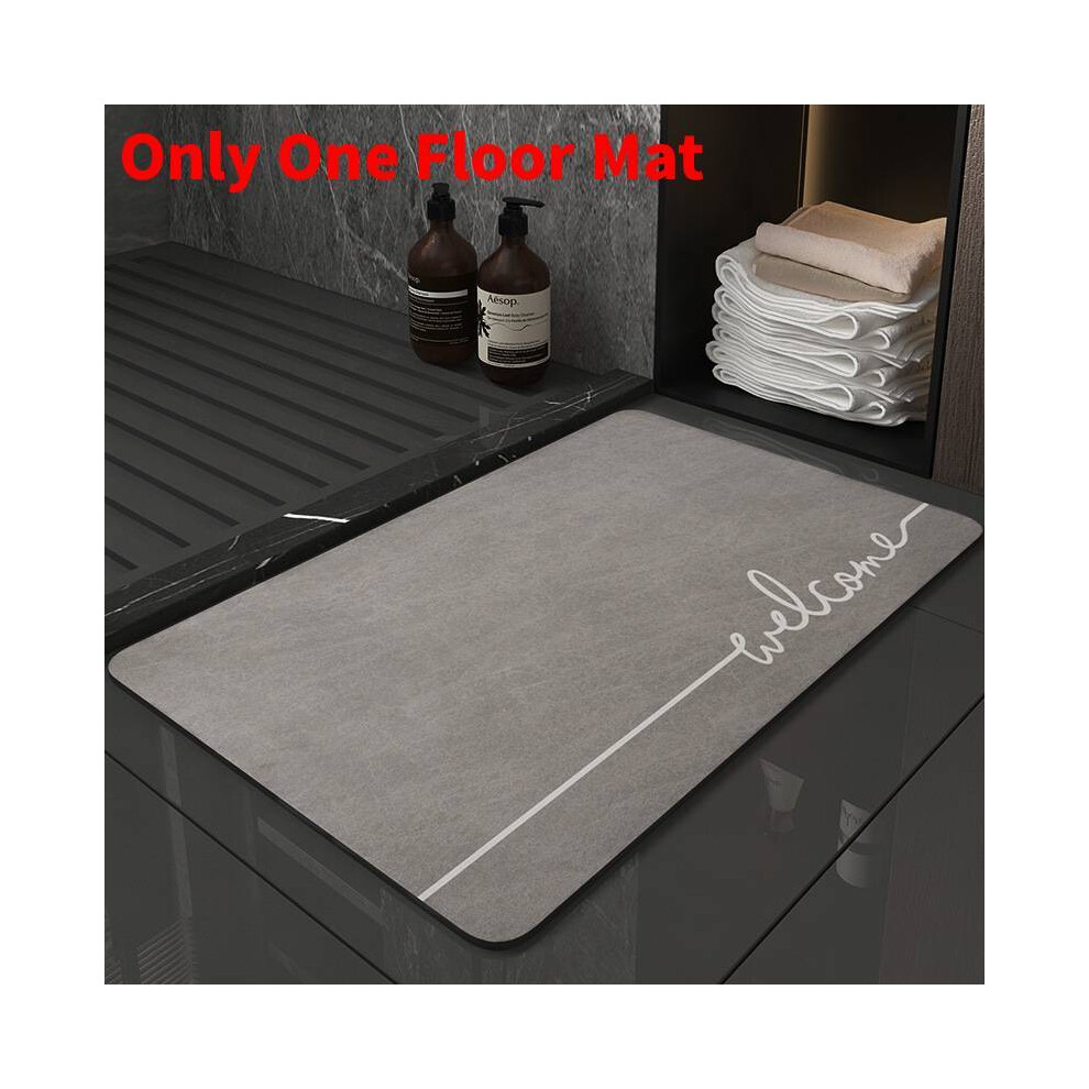 (Grey Letter, 40X60cm) Diatom Silicone Bath Mat Bathmat Absorbent Mat Absorption Comfort Bathroom For 691654232857