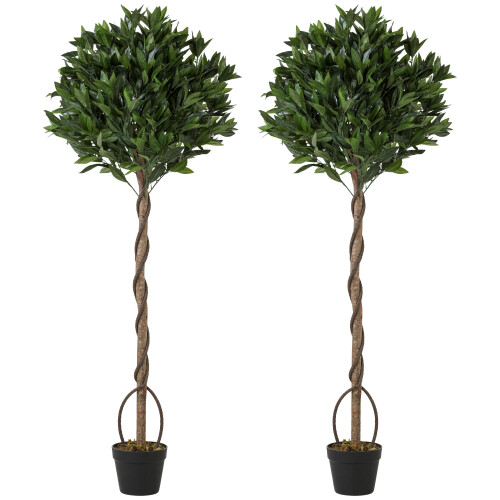 Outsunny Outsunny Realistic Lush Topiary Ball Tree with Twisted Trunk, Green 1