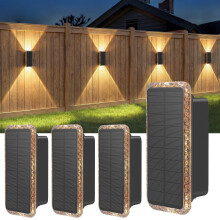 vighep Solar Wall Lights Outdoor Garden, 4 Pack Up and Down Solar Fence Lights, 5 Colour Temperatures 3000K-6000K, IP65 Waterproof Dusk to D