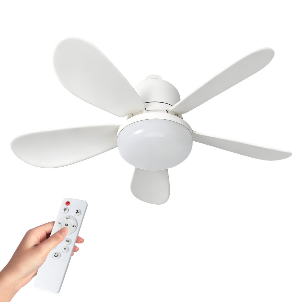 Eznaobo Ceiling Fans With Lights, E27/B22 40W Led Ceiling Fan With Remote And Timing, 3 Speeds 3 Color, Bulb Bayonet Fitting, Quiet Ceiling Fan For B