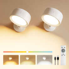 FULEN Led Wall Light,2 Pack Wall Lamp 18 Colors, 4 Brightness Levels,8000mAh Rechargeable Battery,Touch and Remote Control, 360  Rotate, Wall Lamp f