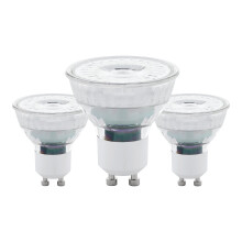 Eglo Set of 3 LED Light Bulbs, GU10 Reflector Lamps, 4.5 watts Each (Equivalent to 50 watt), 345 Lumen, Warm White Glow, 2700 Kelvin, spotlights, Ø 2