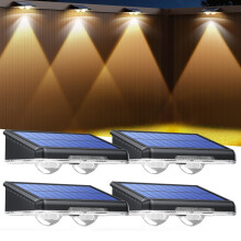 TECKNET Solar Fence Lights Outdoor Garden, 4 Pack Solar Wall Lights Outdoor IP66 Waterproof, Bright Solar Powered Garden Fence Lights 3 Color Modes f