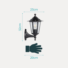 Eglo Laterna 4 Outdoor Wall Light, Black Cast Aluminium and Glass External Porch Lamp, Outside Lantern with E27 Socket, IP44