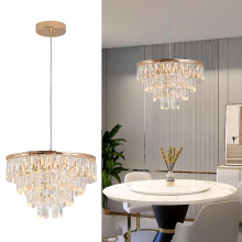 Vinilky Crystal Led Ceiling Light Modern Chandelier Pendant Light Flush Mount LED Lighting Fixture Hanging Ceiling Lamp for Hallway Entryway Living