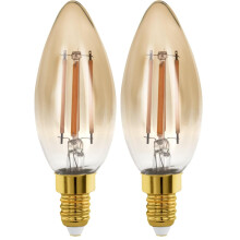 Eglo Dimmable E14 LED Edison lamp, Golden Vintage Filament Candle Light Bulb, Retro Lighting, 4 watt (Equivalent to 28 watt), 300 Lumen, Warm White G
