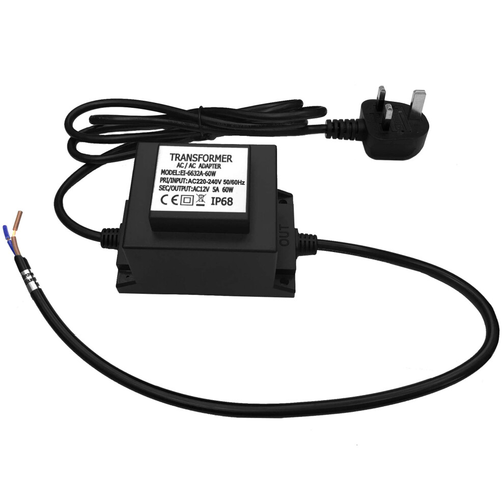 Cnbrighter 12V Ac Transformer, 5A 60W, 220-240V Ac To 12V Dc Led Power Supply, Voltage Converter Led Driver, Adapter For Outdoor Landscape Lighting/S 5004364631165