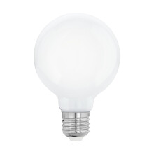 Eglo LED Light Bulb Milky, Opaque E27 Globe, 7 watt (Equivalent to 60 watt), 806 Lumen, Warm White Glow, 2700 Kelvin, G80 Edison lamp, Ø 3.1"