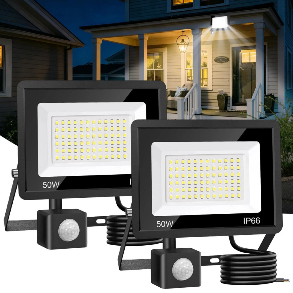 Hoysicy 50W Security Light Outdoor With Motion Sensor, 6500K, 4200Lm, Led Floodlight With Pir Sensor, Ip66 Waterproof, Super Bright, Ultra Thin For G 5003292639953