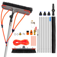 Telescopic Water Fed Window Cleaning Pole, 7m Extendable Aluminium Brush High Reach Cleaner for Solar Panels, Conservatory Roofs & Patio Equipment