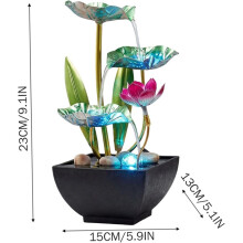 3-Tiers Leaf Desk Waterfall Fountain with Lights Indoor USB Tabletop Water Fountain for Home Offices Bedroom