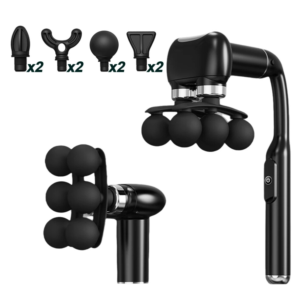 Stoyotu 6-Heads Handhel Fascia Gun High Frequency Vibration Body Massage Gun Neck Shoulder Waist Back Handle Massager Fascia Masajeador